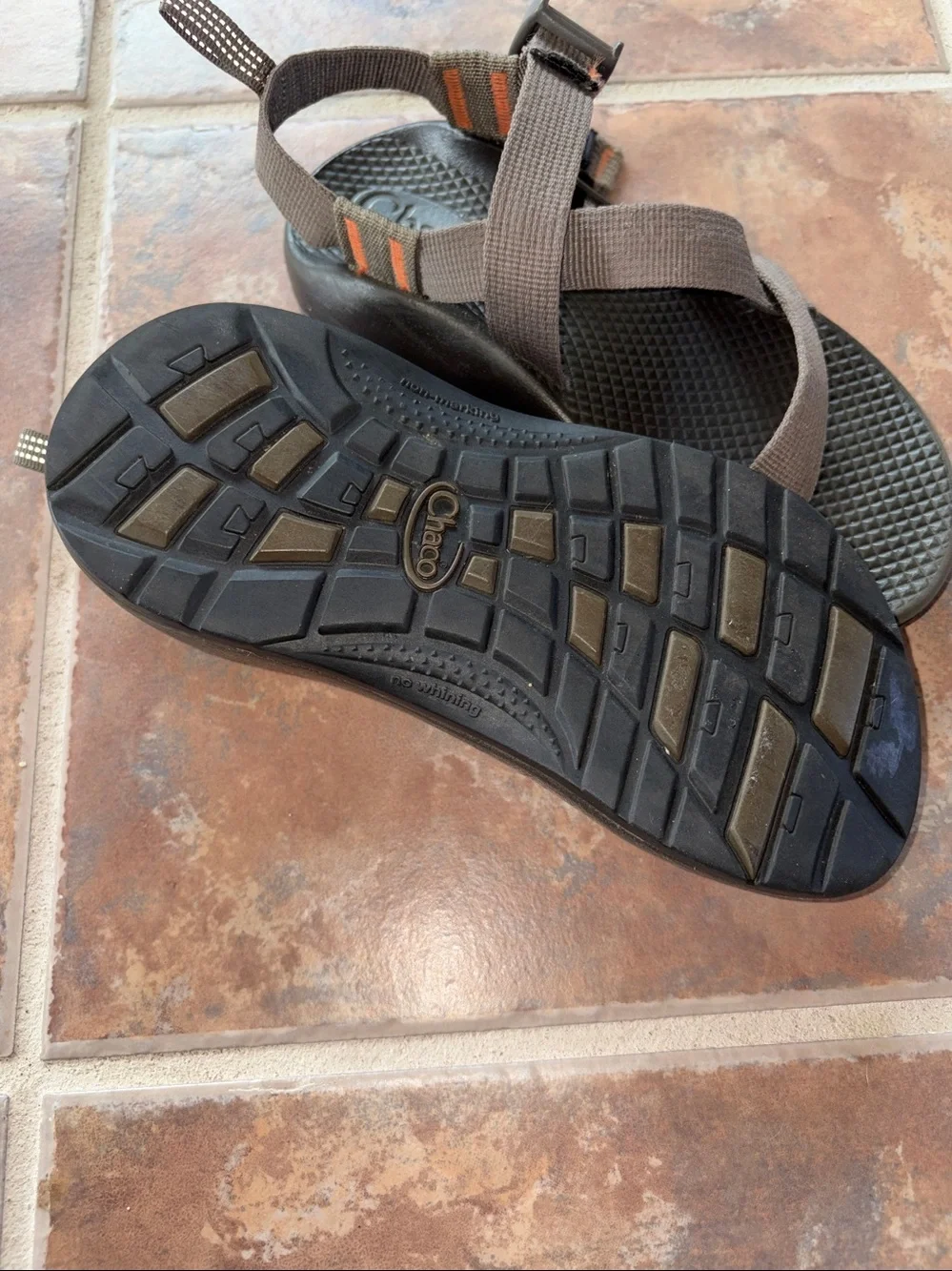 Chaco kids  Sandal in Brown and Black with Orange Accents